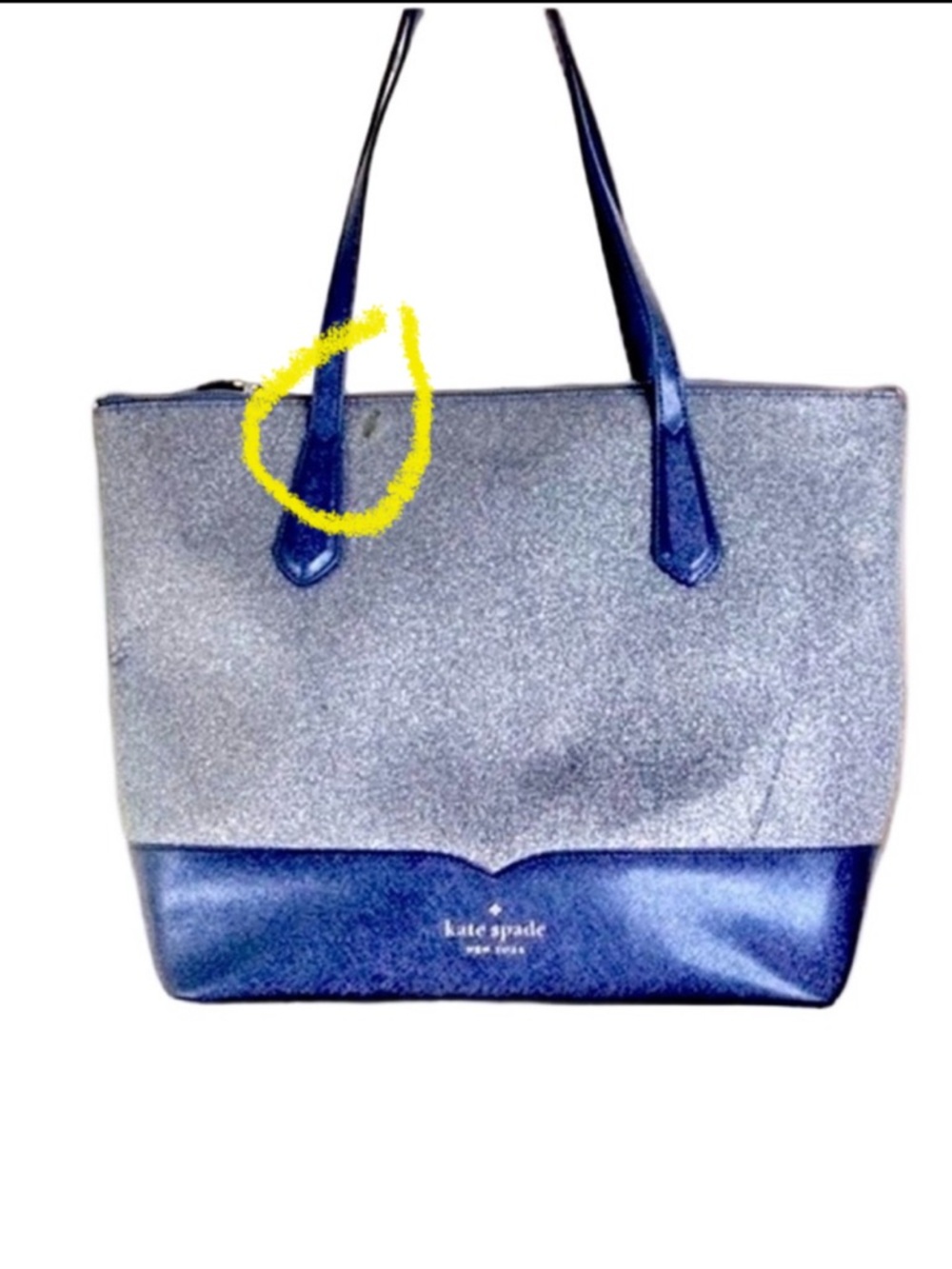 Kate Spade Lola Joely Glitter Tote Large Dusk Navy Shimmery Carryall - Picture 12 of 13